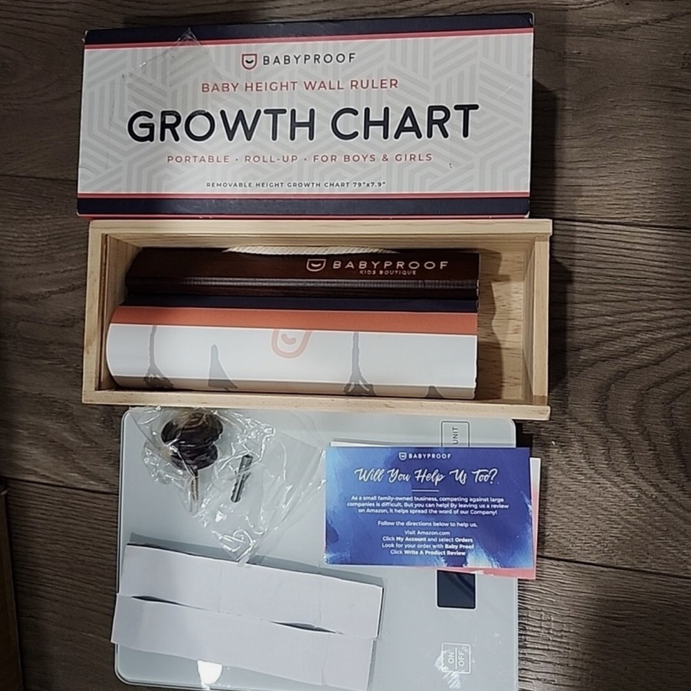 Babyproof Nightsky Baby Height Wall Ruler Growth Chart With Wooden Keepsake Box